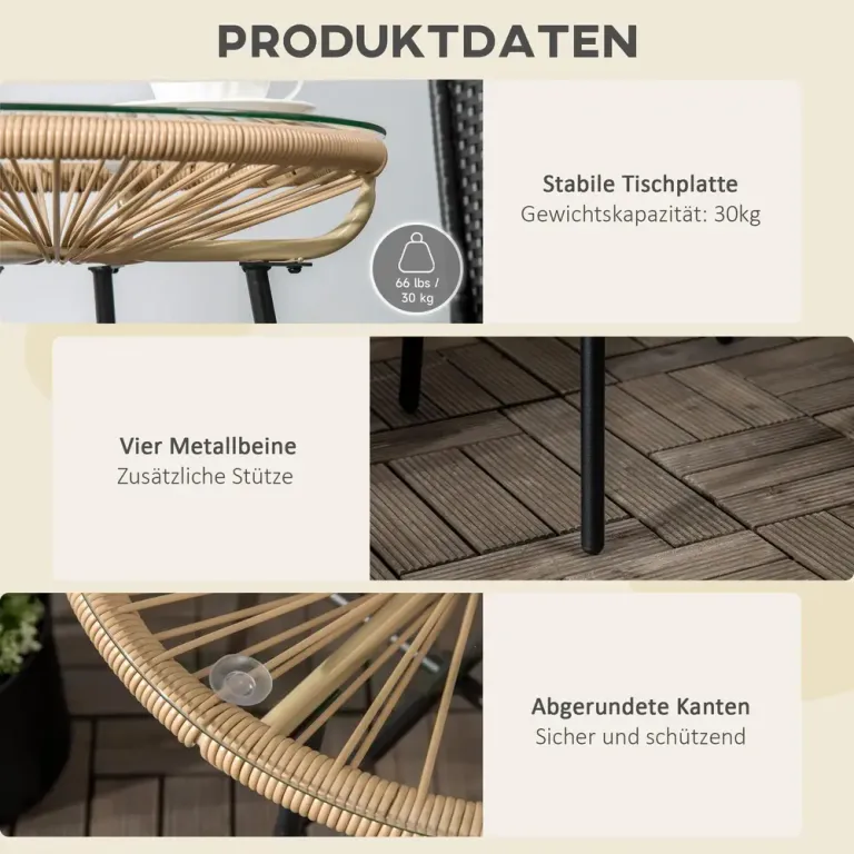 Trädgårdsbord i Bohostil med Härdat Glas Sidobord Style Rotting