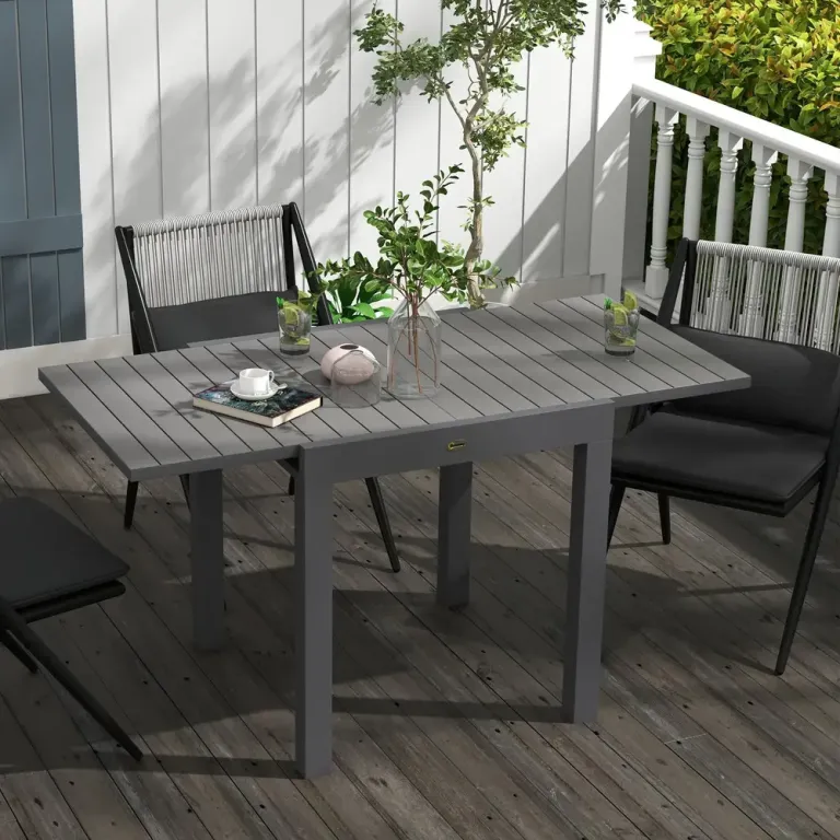 Trädgårdsbord Matbord Grå av Aluminium 81 Väderbeständigt