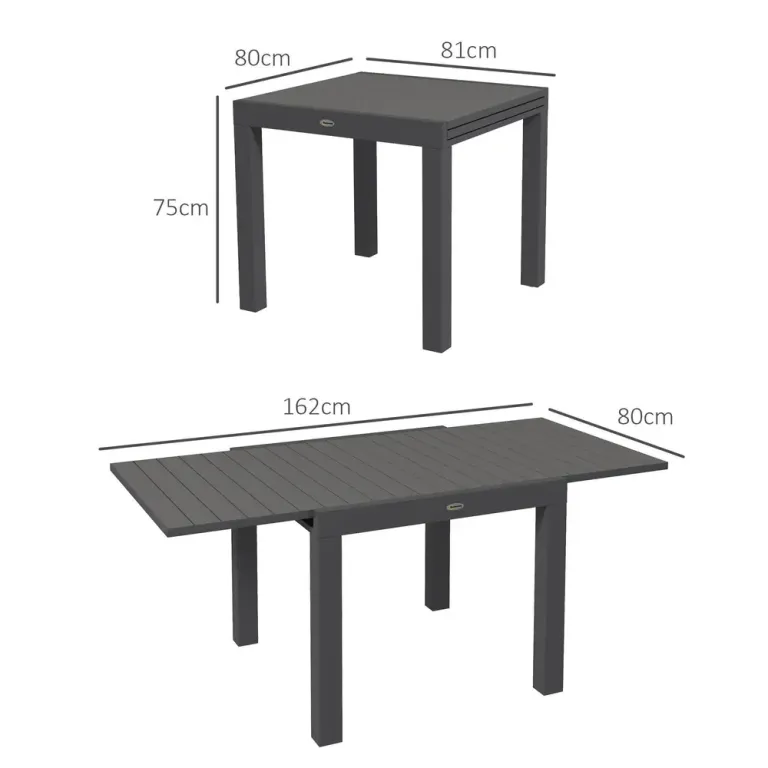 Trädgårdsbord Matbord Grå av Aluminium 81 Väderbeständigt
