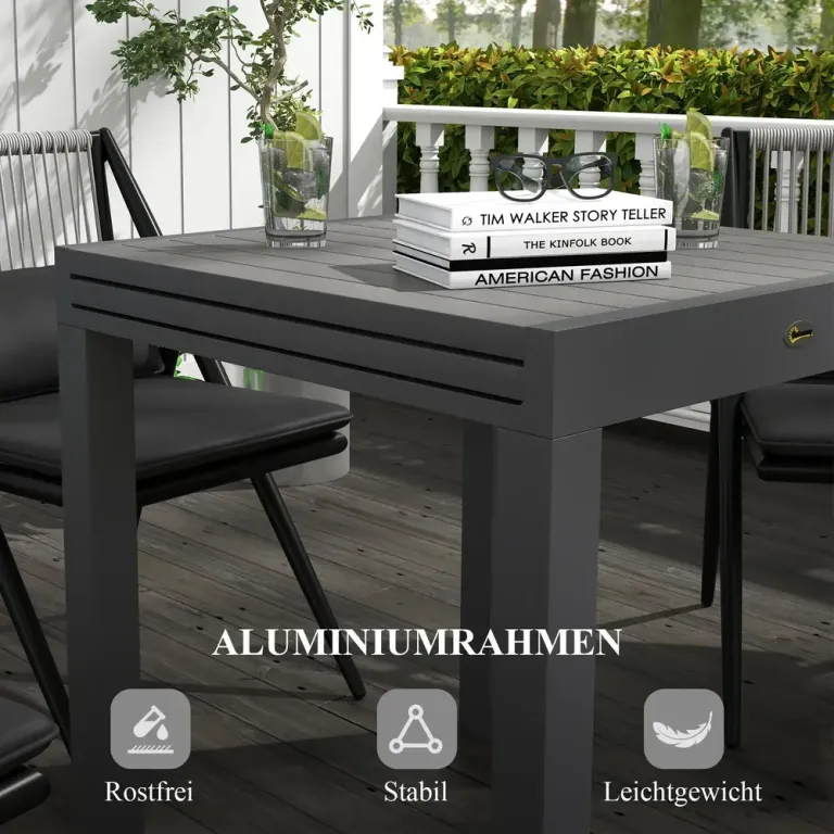 Trädgårdsbord Matbord Grå av Aluminium 81 Väderbeständigt