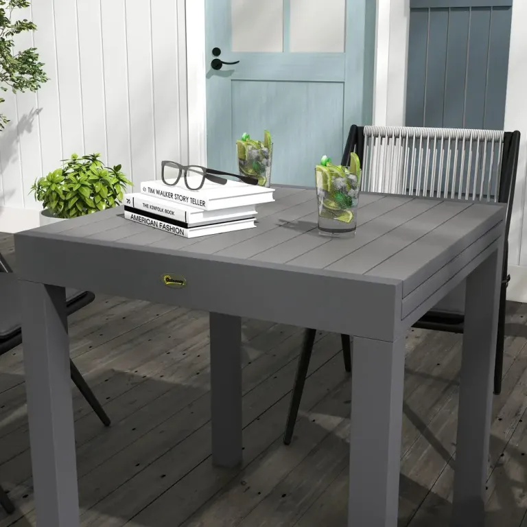Trädgårdsbord Matbord Grå av Aluminium 81 Väderbeständigt