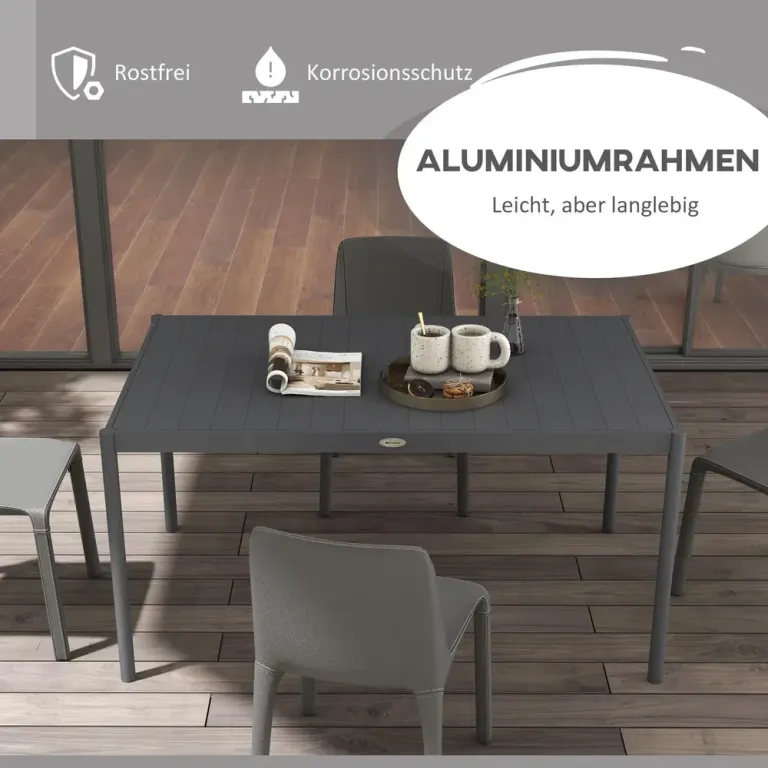 Trädgårdsbord Uteplatsbord Mörkgrå Aluminium Svart