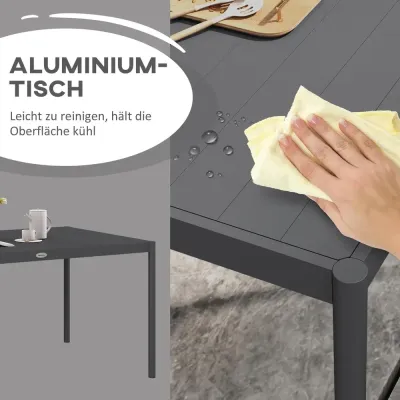 Trädgårdsbord Uteplatsbord Mörkgrå Aluminium Svart