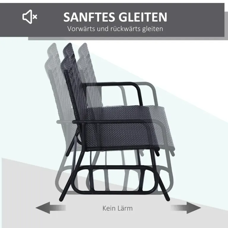 Gungbänk och Trädgårdsgunga 2-Sits i Konstrotting, Svart