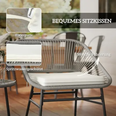 Trädgårdsmöbelset 3 Delar med Bord och 2 Stolar, Mörkgrå