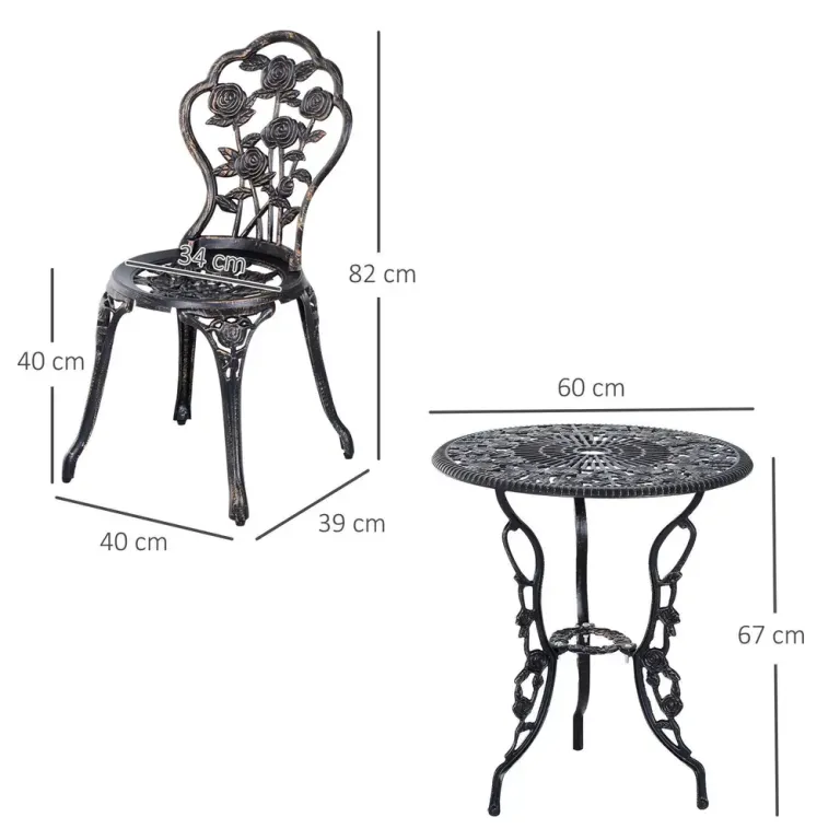 Trädgårdsmöbelset Bistroset Brons Gjuten Aluminium för 2