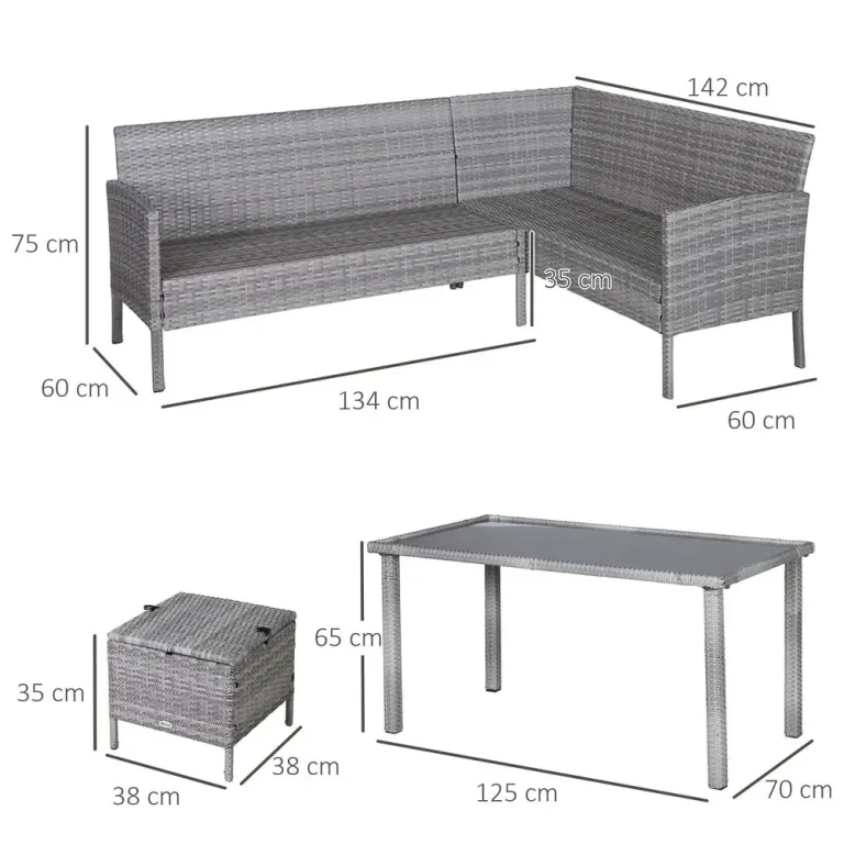 Trädgårdsmöbelset Rotting med Fotpall 134 x 60 x 75 cm