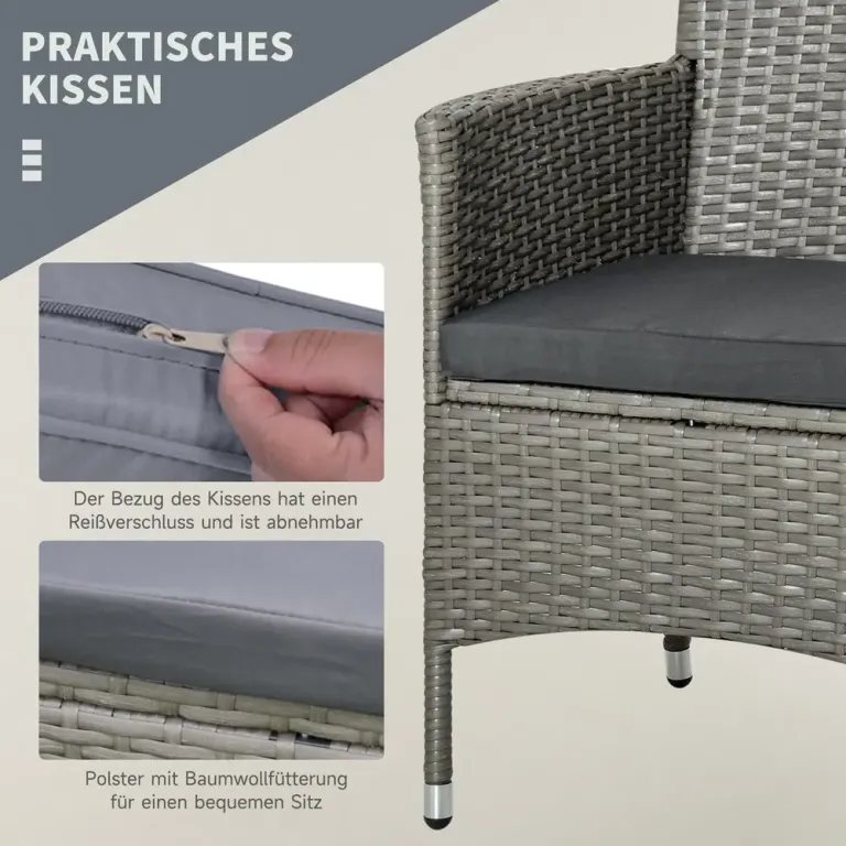 Trädgårdsmöbelset Rotting med Sidobord Stolar Rottinglook