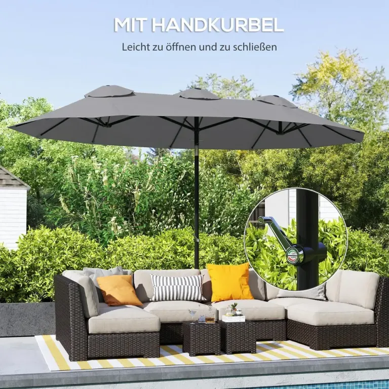 Trädgårdsparasoll med Dubbeltak Stort 285 x 147 cm