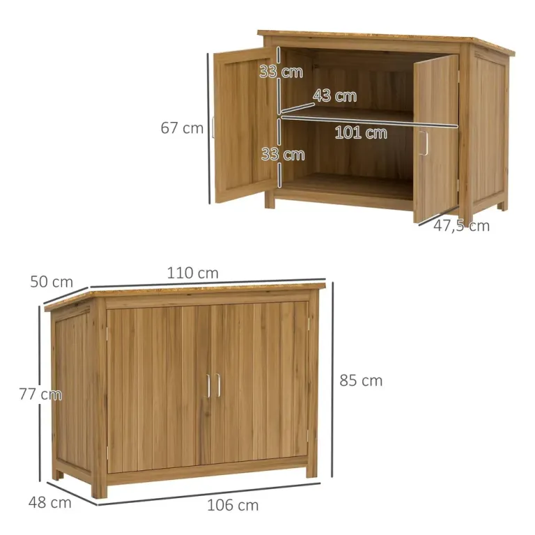 Trädgårdsskåp 2 Hyllor Brun 110x50x85 cm