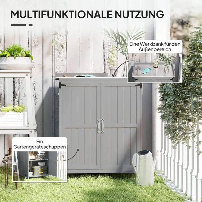 Trädgårdsskåp och Redskapsskåp med Arbetsyta och Dubbla Kompakt