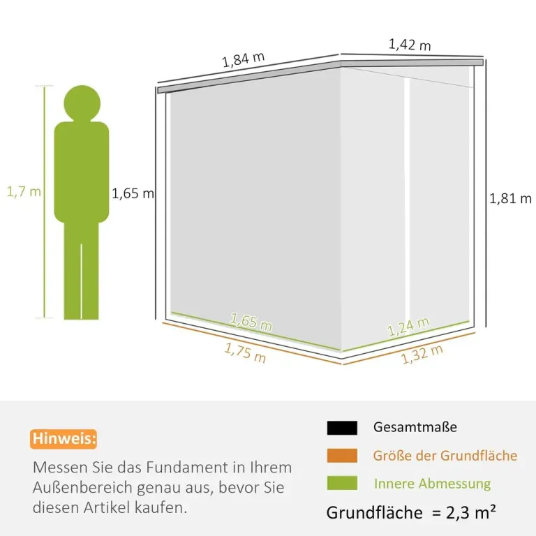 Trädgårdsskjul i Galvaniserat Metall med Låsbar Dörr 181 cm