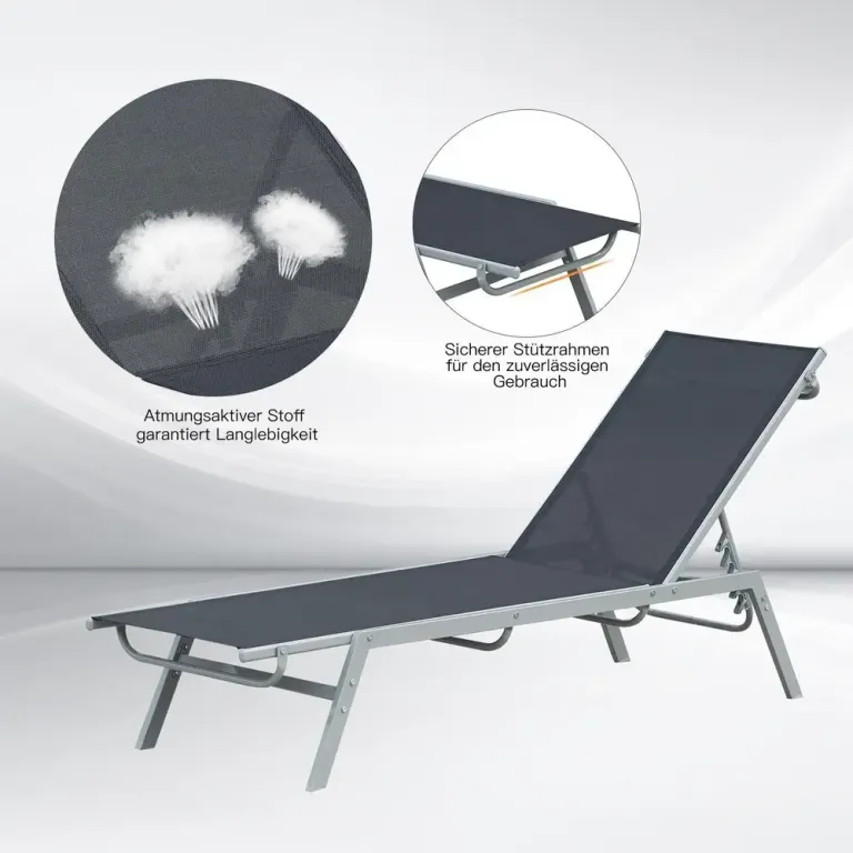 Trädgårdssolstol Relaxstol 5-Nivå Ryggstöd 170 x 58 x 97 cm
