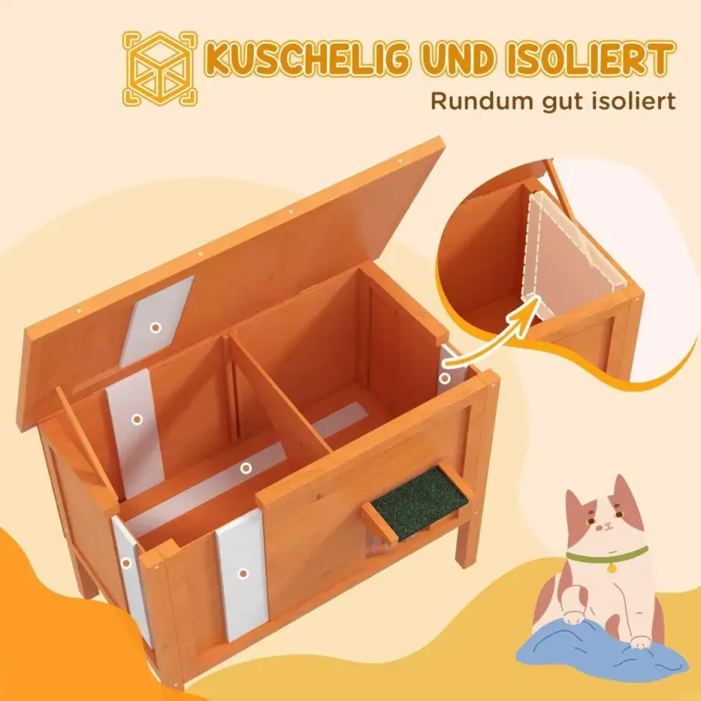 Katthus för Utomhusbruk, Orange Isolerat Väderbeständigt Grön