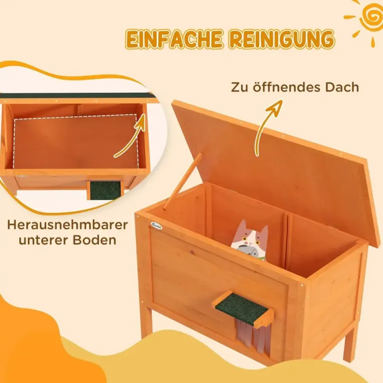 Katthus för Utomhusbruk, Orange Isolerat Väderbeständigt Grön