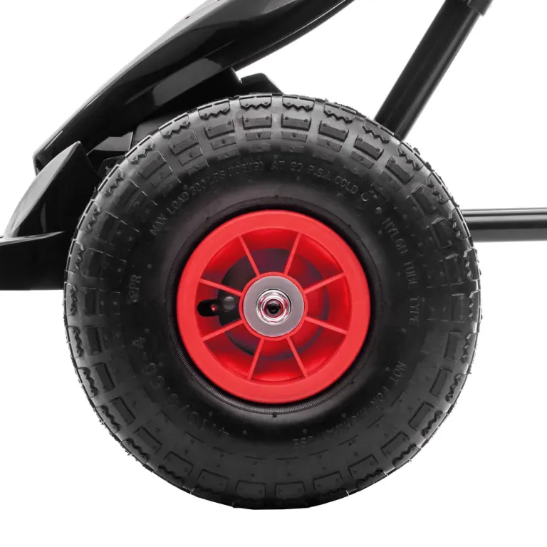 Trampbil Gokart Röd Svart av Metall och Plast för Barn 5-12 Däck