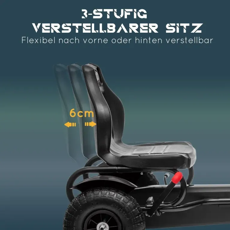 Trampbil Gokart Svart av Metall och Plast för Barn 5-12 År Gummiluft