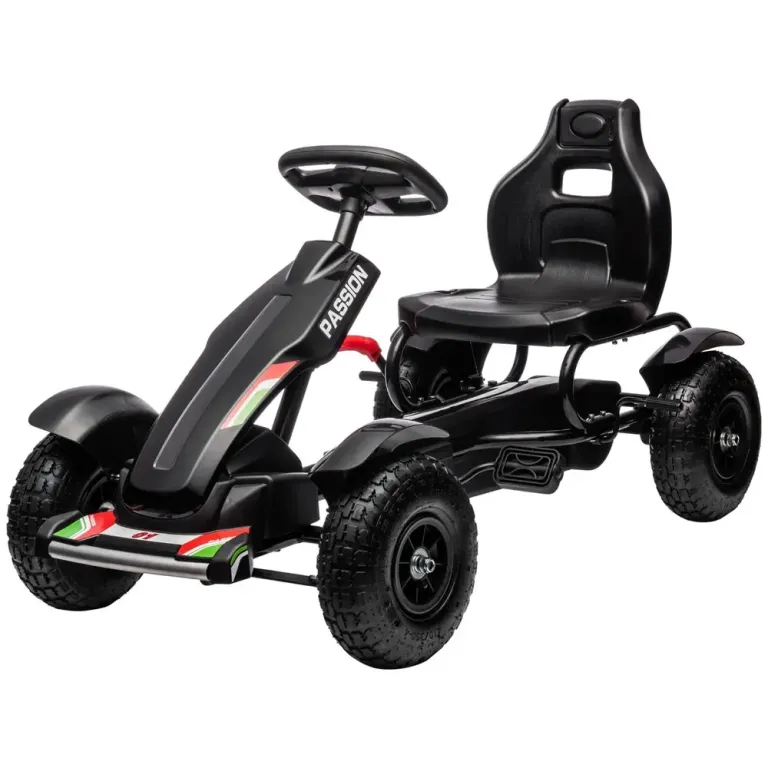 Trampbil Gokart Svart av Metall och Plast för Barn 5-12 År Gummiluft