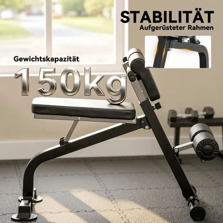 Träningsbänk och Styrkebänk i Stålram, Svart Justerbar Romersk Stol