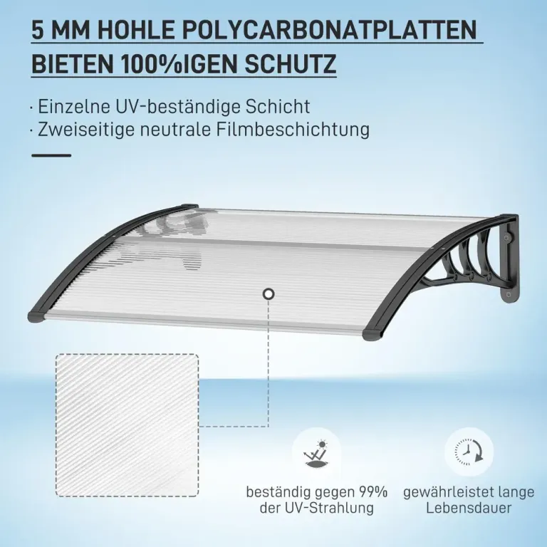 Entrétak i Klarglas Polykarbonat, Vit Transparent