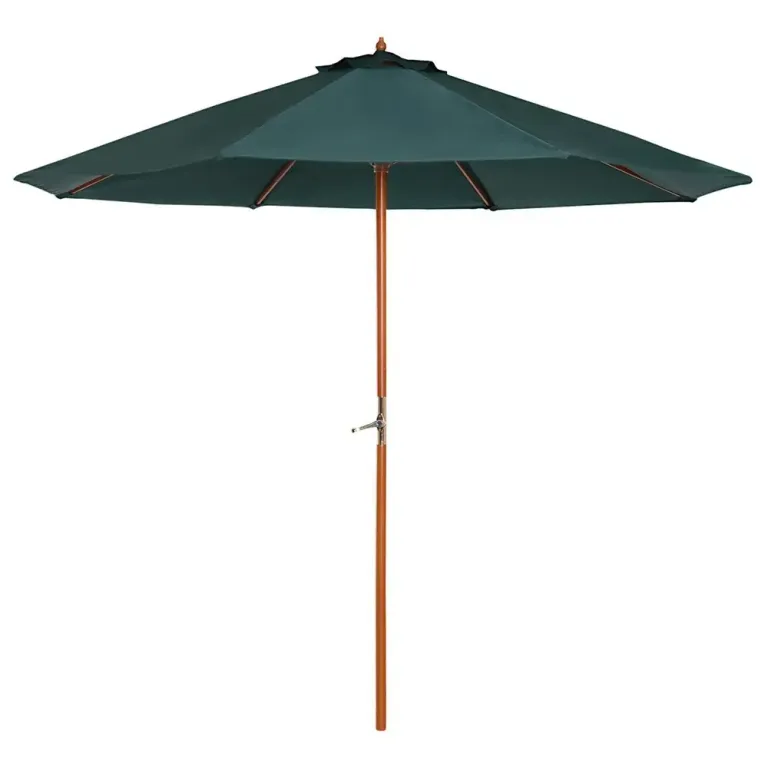 Träparasoll med Dubbel Vev Ø250 cm, Mörkgrön