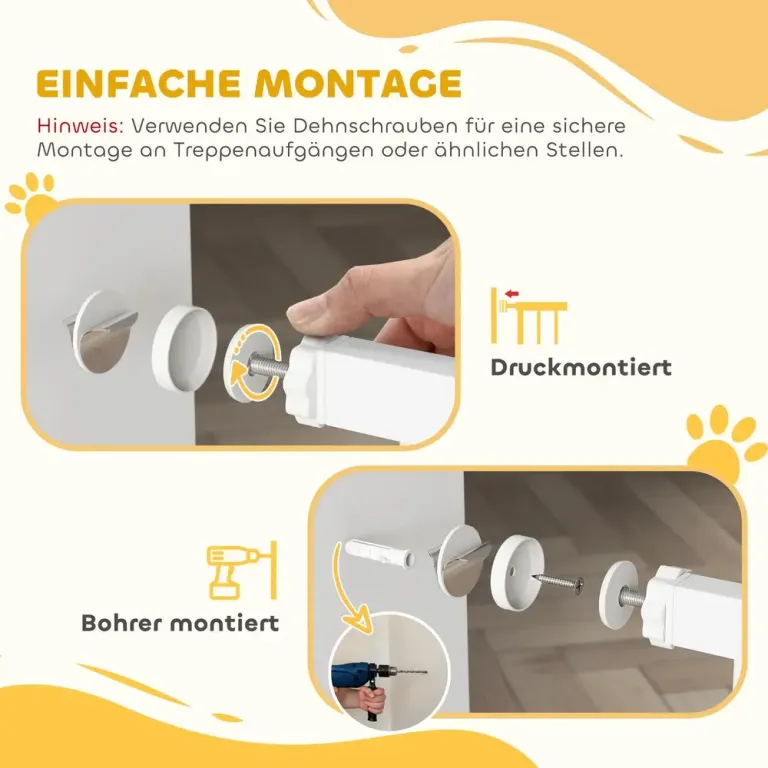 Trappgrind/hundgrind utan Borrning Justerbar 76–104 cm