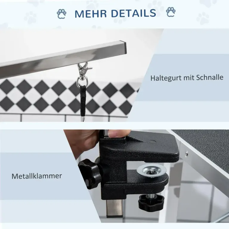 Trimbord Hundklippningsbord Svart Metall och Gummi Husdjursskötsel