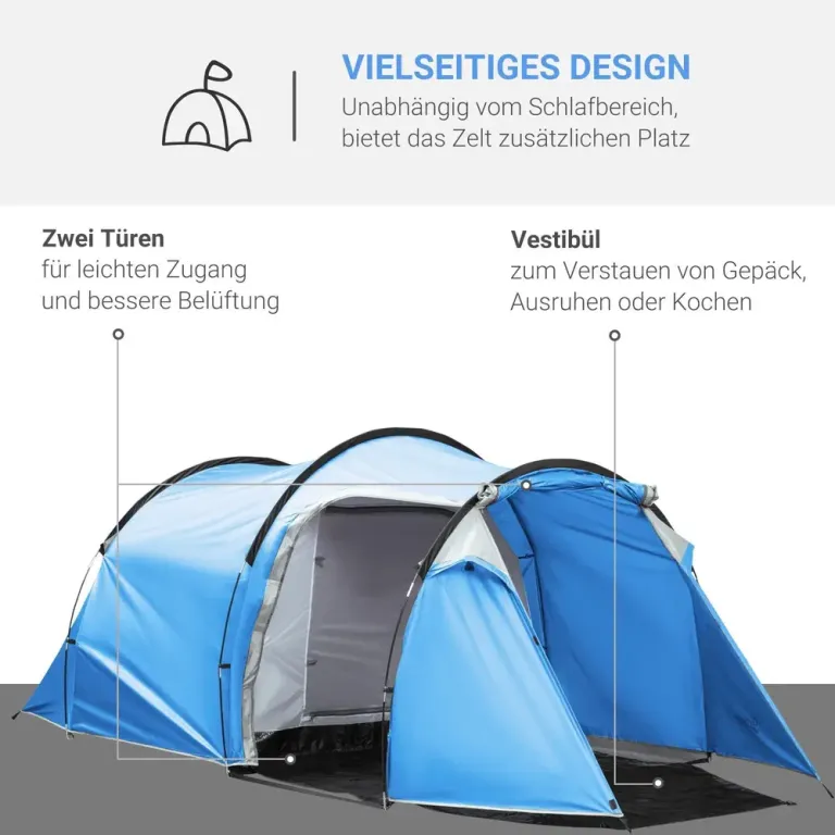 Tunneltält Campingtält Ljusblå Personer