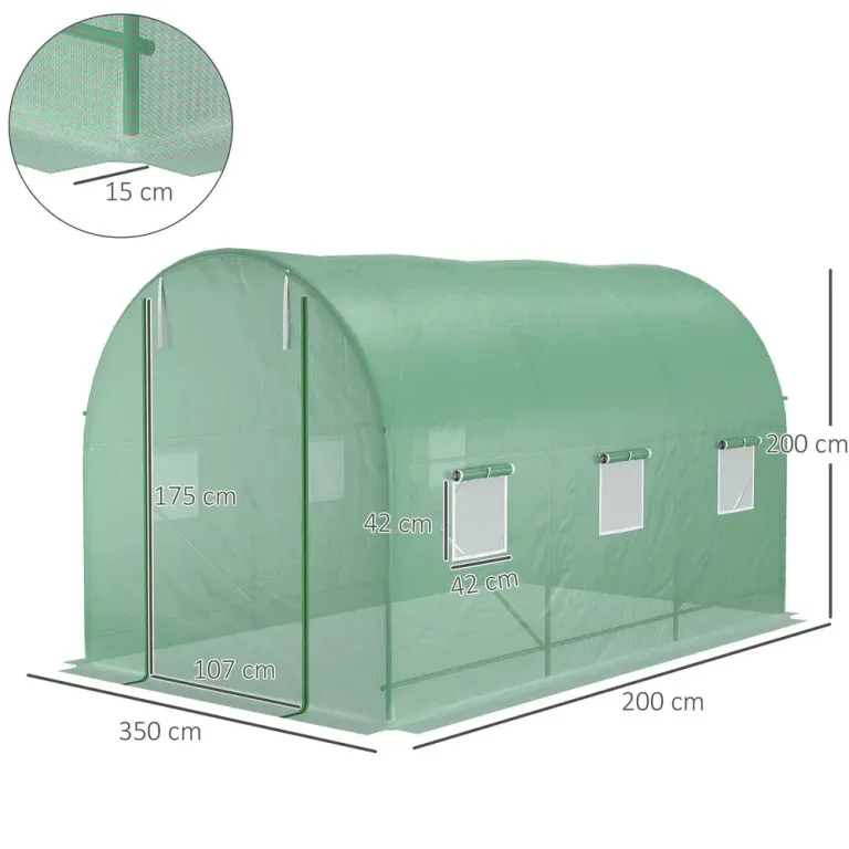 Tunnelväxthus Grön Förstärkt Fönster