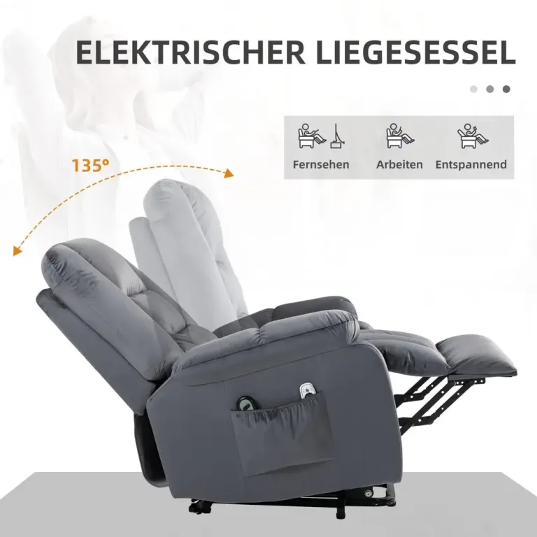 TV-Stol Massagestol Svart av Tyg och Metall Elektrisk Ståhjälp