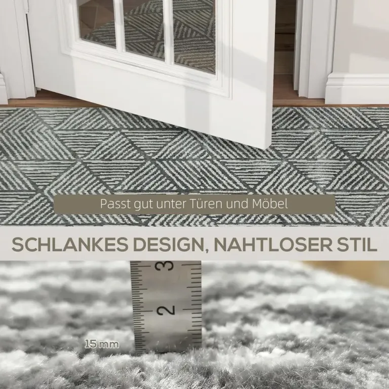 Tvättbar Vardagsrumsmatta i Modern Stil Mörkgrå Geometriskt Mjuk