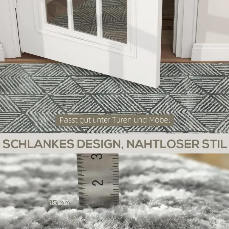 Tvättbar Vardagsrumsmatta i Modern Stil Mörkgrå Geometriskt Mjuk
