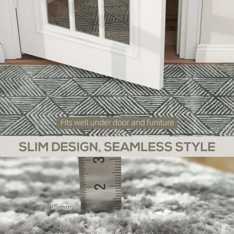 Tvättbar Vardagsrumsmatta i Modern Stil Mörkgrå Geometriskt Mjuk