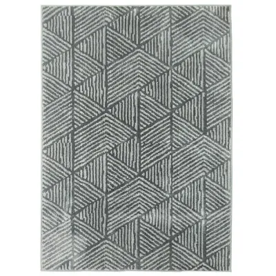 Tvättbar Vardagsrumsmatta i Modern Stil Mörkgrå Geometriskt Mjuk
