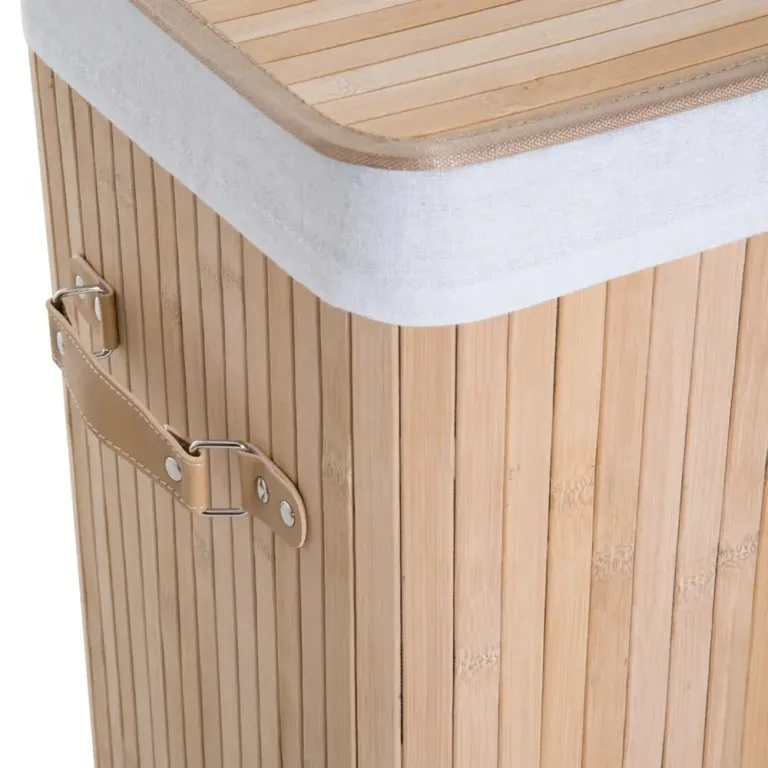 Tvättkorg Natur Bambu och Tyg Lock Påse