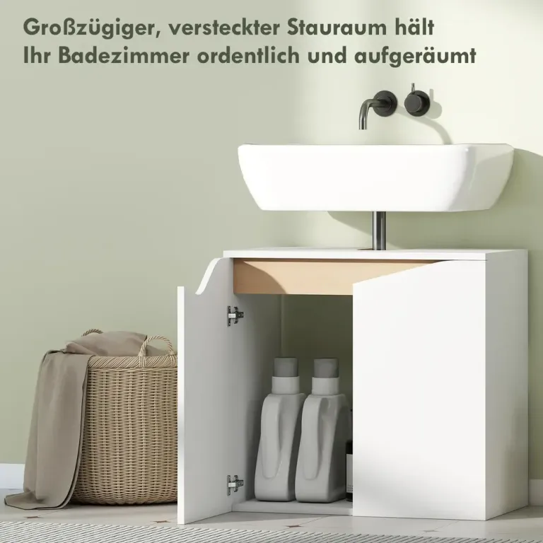 Tvättställsskåp Underskåp Vit MDF Soft Close-Dörrar 58 cm
