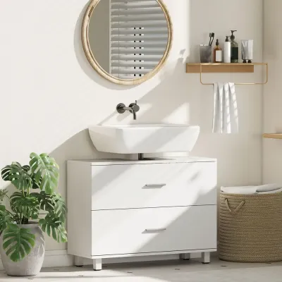 Tvättställsskåp Vit MDF Underskåp 2 Lådor 80 x 30 x 60 cm