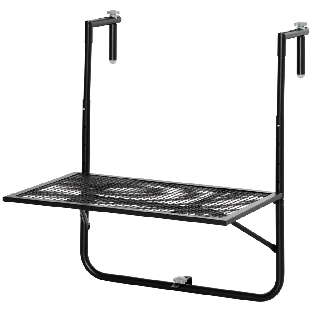 Balkongbord Hängbord Fällbart Svart av Metall 60 x 40 Cm