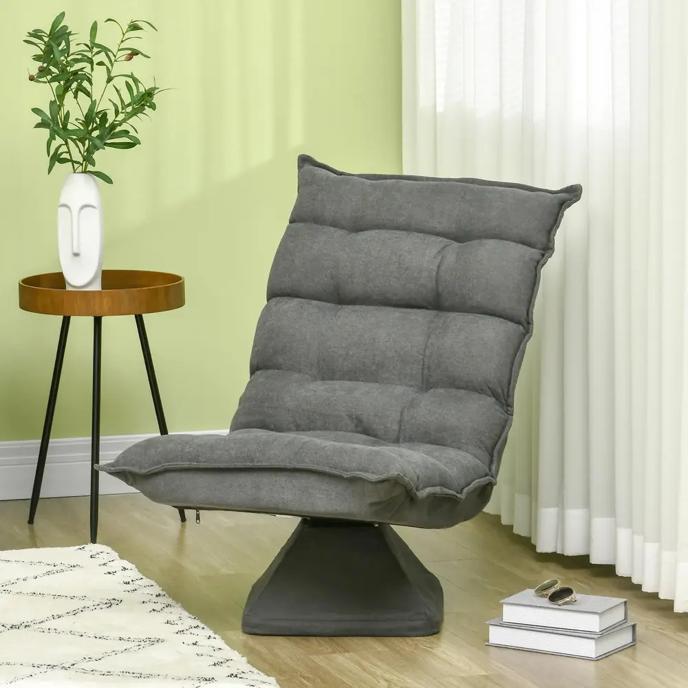 Vridbar Läsfåtölj med Linnelook Grå 62 x 70 x 95 Cm