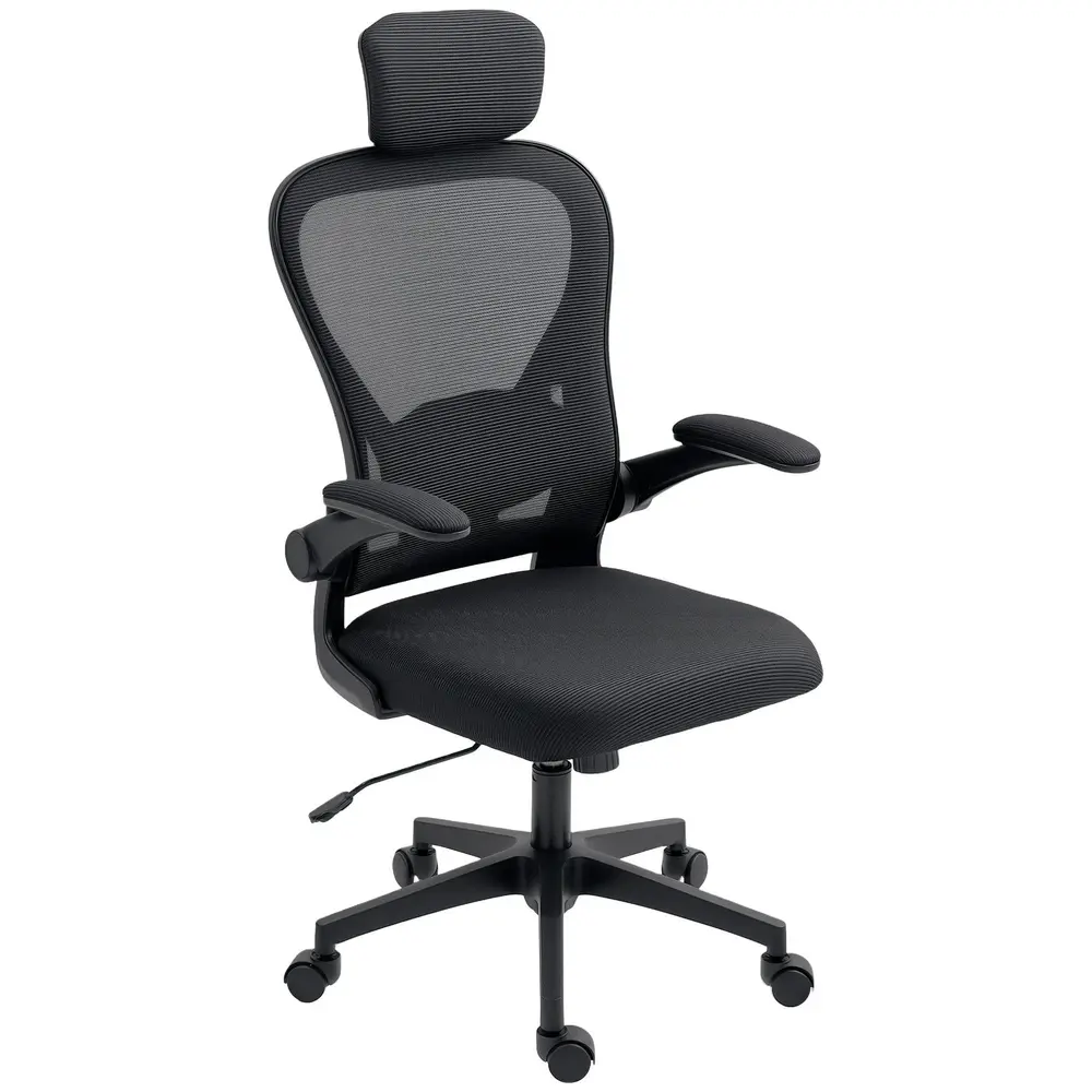 Ergonomisk Kontorsstol med Fällbara Armstöd och Svankstöd