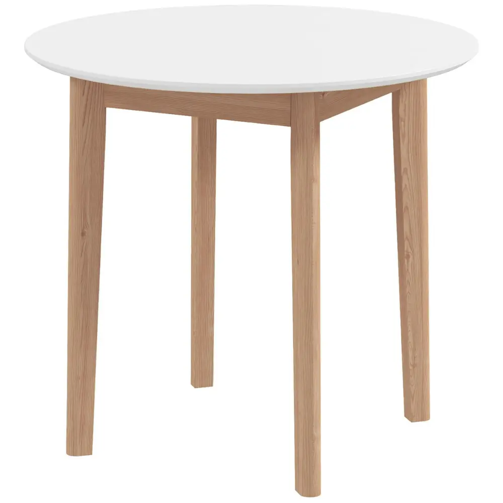 Matbord Runt Köksbord Vit av Massivt Trä Lantlig 75 x 76 Cm