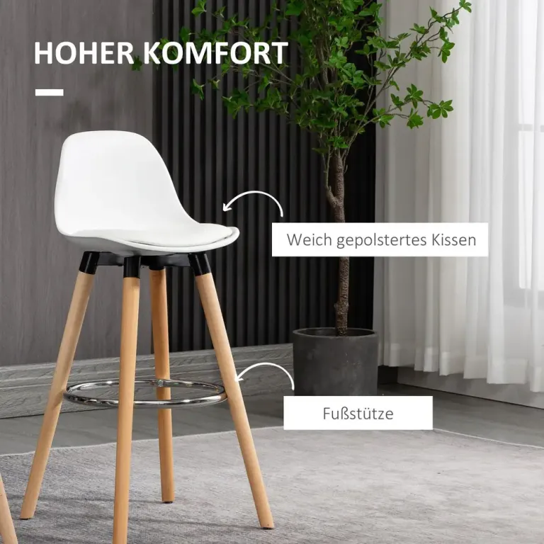 Barstolar Köksstolar Set om 2 Vit 38,5 x 42,5 x 91 cm