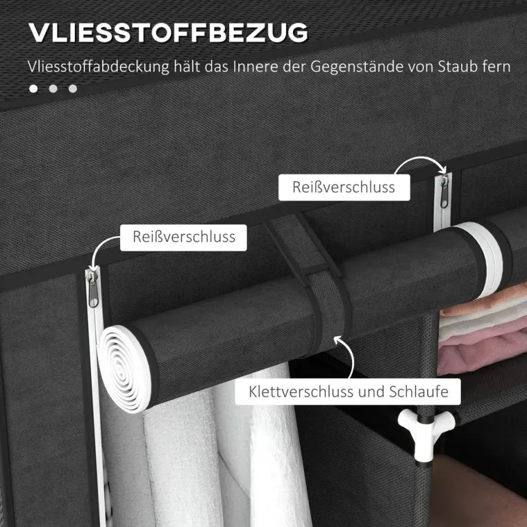 Tygskåp Klädskåp Ljusgrå av Fibertyg Garderob Hyllor