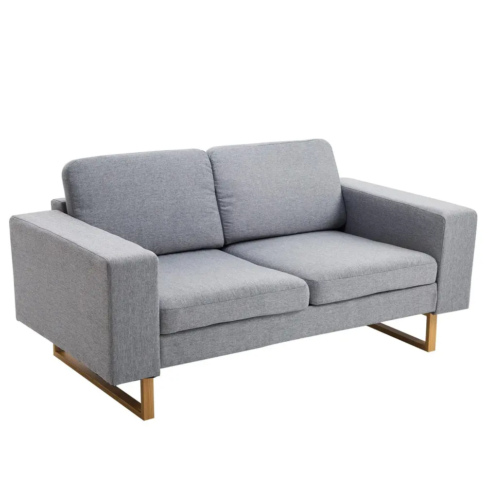 Hörnsoffa i Tyg Soffa med Träben Loungesoffa 2-Sits