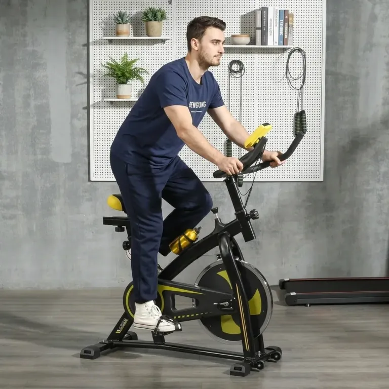 Tyst Motionscykel med Motstånd Pulssensor och Monitor Gul