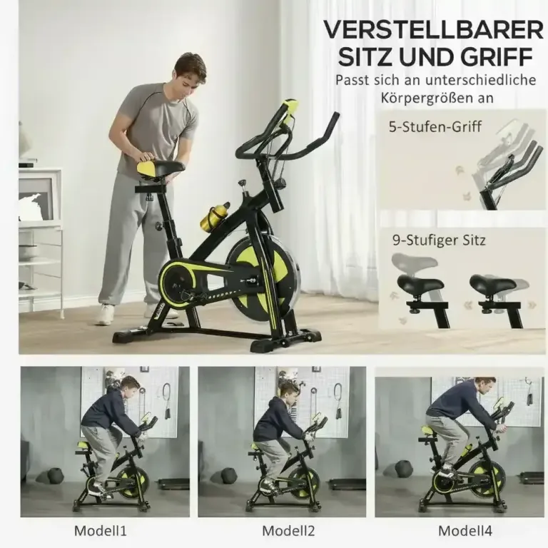 Tyst Motionscykel med Motstånd Pulssensor och Monitor Gul