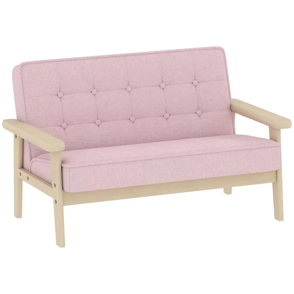 Barnfåtölj Sammet Rosa Trä och Tyg för Barnrum Mjuk