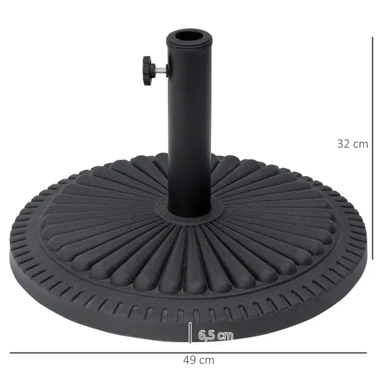 Rund Parasollfot i Cement Parasollstativ 49 cm