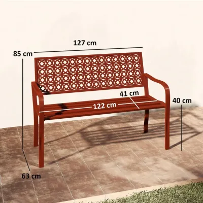 Trädgårdsbänk 2-Sits Röd 127 x 63 x 85 cm