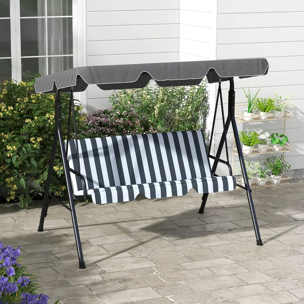 Hammock Trädgårdsgunga 3-Sits Grå Vit 172 x 110 x 153 Cm